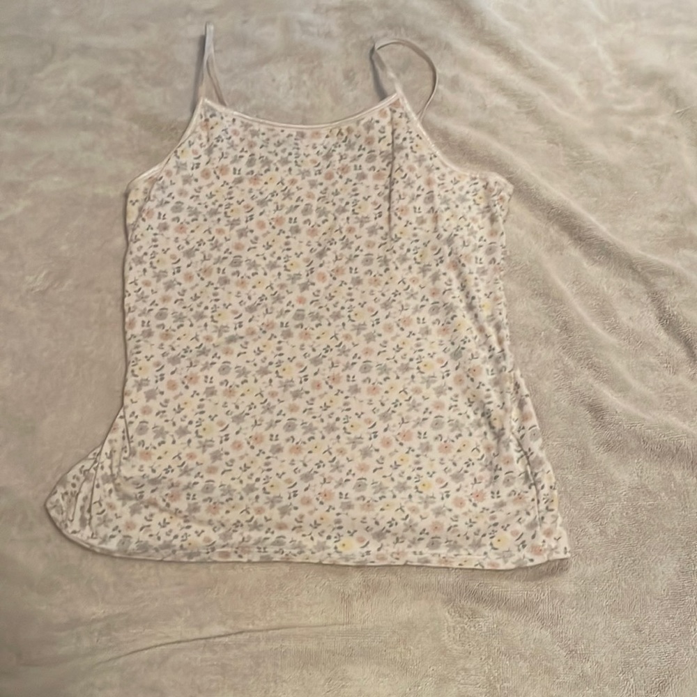 A white flowered tang top
